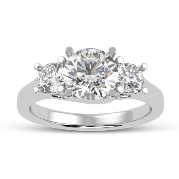 Three Stone Elegant Diamond Ring Made In 18 / 14 / 10 KT Gold Embellished With Certified Lab Diamonds For The Wedding And Anniversary Gift