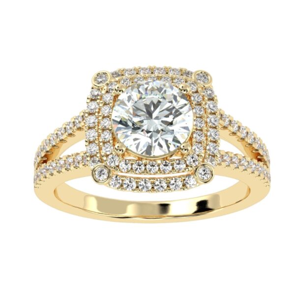 Elegant Round Diamond Wedding Ring Made In 18 / 14 / 10 KT Gold Embellished With Certified Lab Diamonds For Wedding And Anniversary Gift