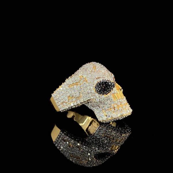 Luxury Iced Out Skull Ring Made In 18/14/10 KT Gold Embellished With Shinny Moissanite Diamonds For Birthday And Memorial Gift Unisex Ring