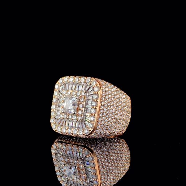 Iced Out Princess Diamond Hip Hop Ring Made In 18 / 14 / 10 KT Gold Studded With Shinny Moissanite Diamonds For Birthday And Memorial Gift