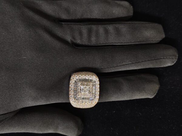 Iced Out Princess Diamond Hip Hop Ring Made In 18 / 14 / 10 KT Gold Studded With Shinny Moissanite Diamonds For Birthday And Memorial Gift