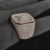 Iced Out Princess Diamond Hip Hop Ring Made In 18 / 14 / 10 KT Gold Studded With Shinny Moissanite Diamonds For Birthday And Memorial Gift