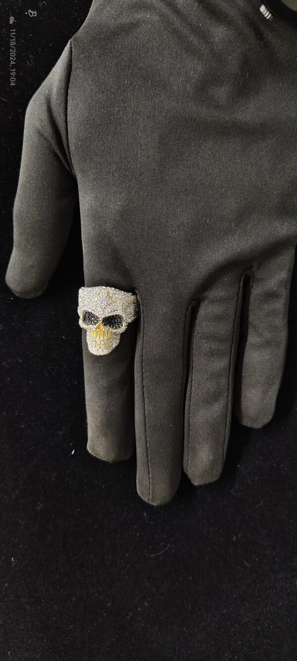 Luxury Iced Out Skull Ring Made In 18/14/10 KT Gold Embellished With Shinny Moissanite Diamonds For Birthday And Memorial Gift Unisex Ring