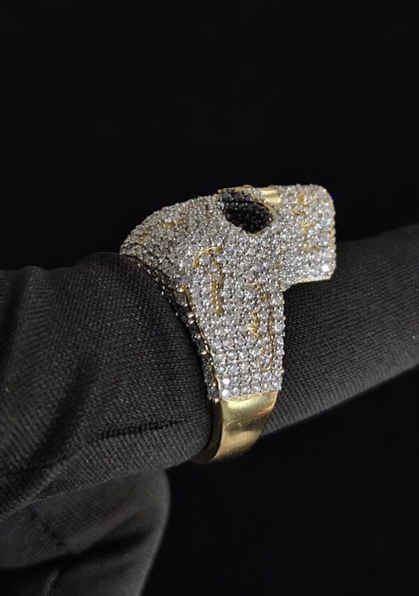 Luxury Iced Out Skull Ring Made In 18/14/10 KT Gold Embellished With Shinny Moissanite Diamonds For Birthday And Memorial Gift Unisex Ring