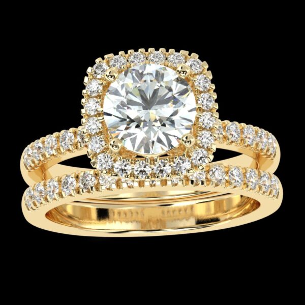 Halo Style Round Diamond Ring Made In 18 / 14 / 10 KT Gold Embellished With Certified Lab Diamonds For The Anniversary And Wedding Gift