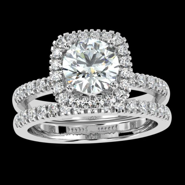 Halo Style Round Diamond Ring Made In 18 / 14 / 10 KT Gold Embellished With Certified Lab Diamonds For The Anniversary And Wedding Gift