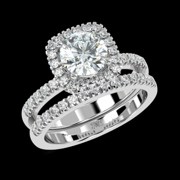 Halo Style Round Diamond Ring Made In 18 / 14 / 10 KT Gold Embellished With Certified Lab Diamonds For The Anniversary And Wedding Gift