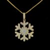 Iced Out Snowflake Pendant Made In 18 / 14 / 10 KT Gold Embellished With Shinny Moissanite Diamonds For The Birthday And Christmas Gift