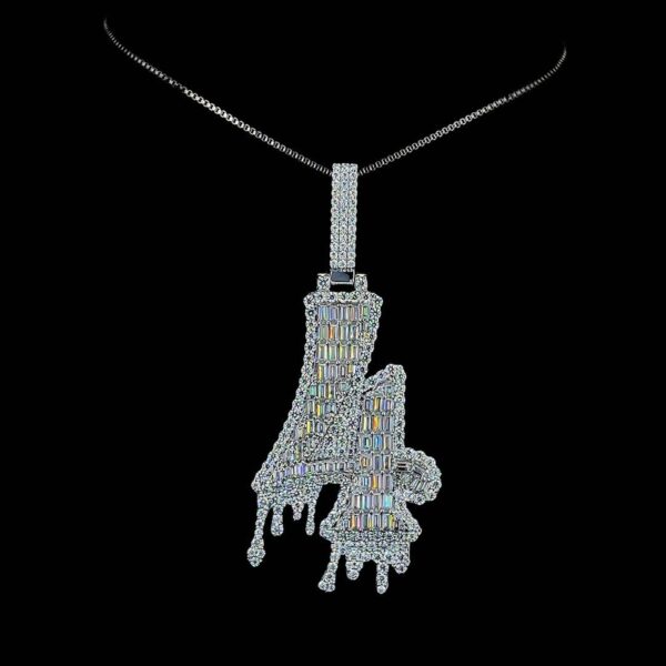 Iced Out Any Lucky Single Digit Number Pendant Made In 925Sterling Silver Studded With Shinny Moissanite Diamond For Birthday And Lucky Gift