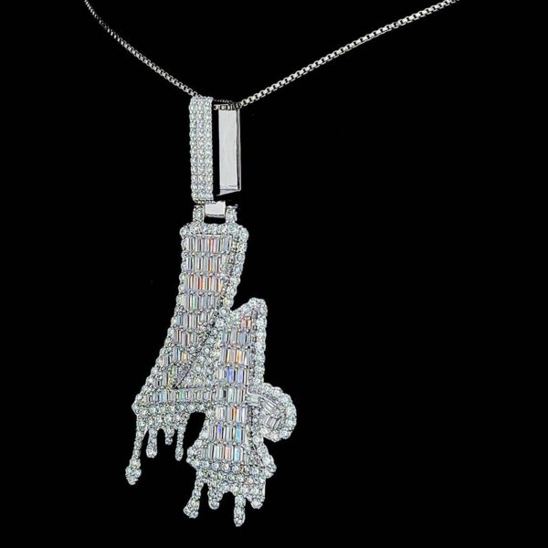 Iced Out Any Lucky Single Digit Number Pendant Made In 925Sterling Silver Studded With Shinny Moissanite Diamond For Birthday And Lucky Gift