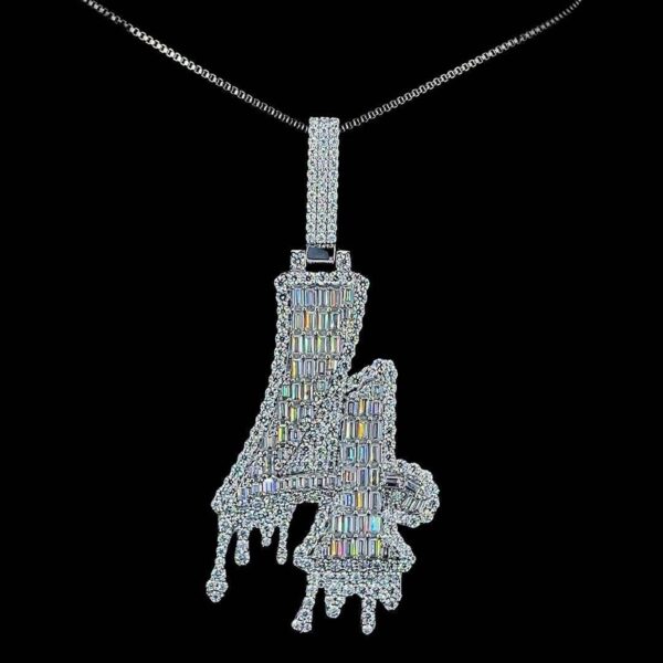 Iced Out Any Lucky Single Digit Number Pendant Made In 925Sterling Silver Studded With Shinny Moissanite Diamond For Birthday And Lucky Gift