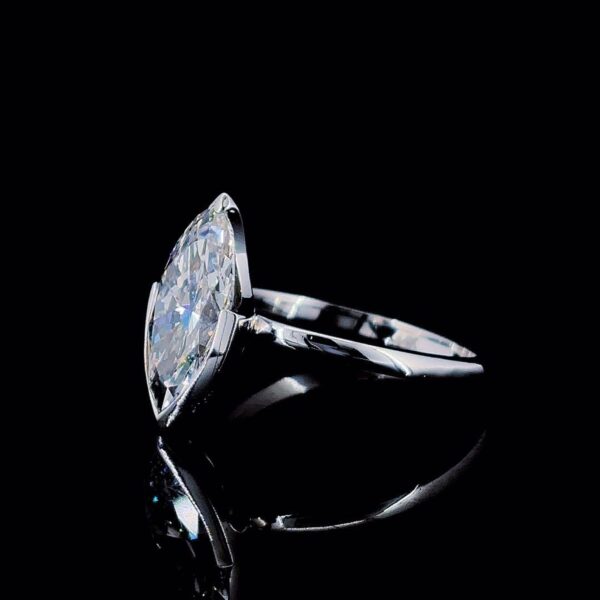 Unique Setting Marquise Diamond Ring Made In 18 / 14 / 10KT Gold Embellished With Certified Lab Diamonds For Anniversary And Wedding Gift