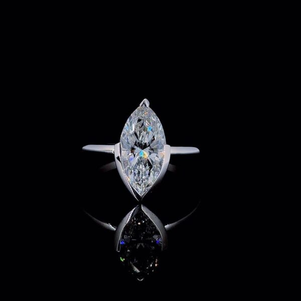 Unique Setting Marquise Diamond Ring Made In 18 / 14 / 10KT Gold Embellished With Certified Lab Diamonds For Anniversary And Wedding Gift