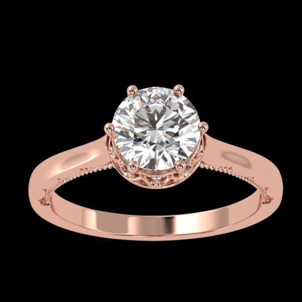 Solitaire Round Engagement Ring Made In 18 / 14 / 10 KT Gold Embellished With Certified Lab Diamonds For The Wedding And Anniversary Gift