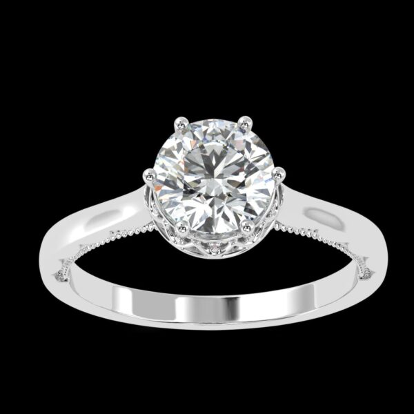 Solitaire Round Engagement Ring Made In 18 / 14 / 10 KT Gold Embellished With Certified Lab Diamonds For The Wedding And Anniversary Gift