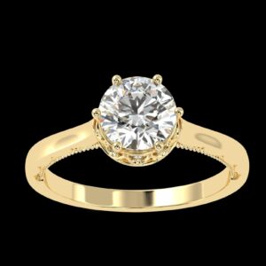 Solitaire Round Engagement Ring Made In 18 / 14 / 10 KT Gold Embellished With Certified Lab Diamonds For The Wedding And Anniversary Gift