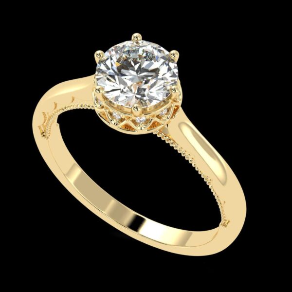 Solitaire Round Engagement Ring Made In 18 / 14 / 10 KT Gold Embellished With Certified Lab Diamonds For The Wedding And Anniversary Gift