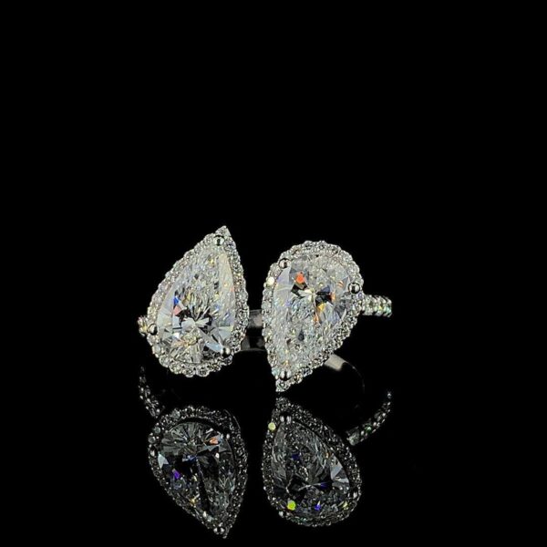 Beautiful Pear Diamond Ring Made In 18 / 14 / 10 KT Gold Embellished With Certified Lab Diamonds For Wedding And Anniversary Gift For Her
