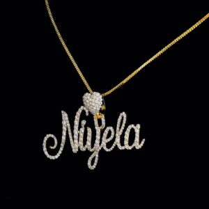 Iced Out Any Name Pendant Made In 925 Sterling Silver Studded With Shinny Moissanite Diamonds For The Birthday And Anniversary Gift For Her