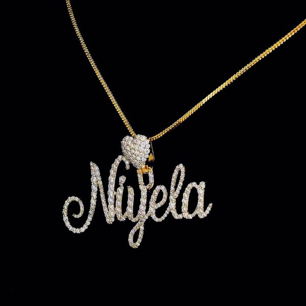 Iced Out Any Name Pendant Made In 925 Sterling Silver Studded With Shinny Moissanite Diamonds For The Birthday And Anniversary Gift For Her