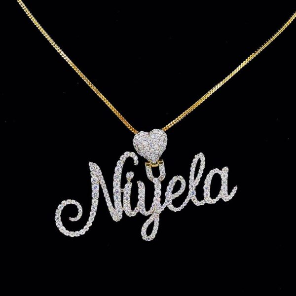 Iced Out Any Name Pendant Made In 925 Sterling Silver Studded With Shinny Moissanite Diamonds For The Birthday And Anniversary Gift For Her