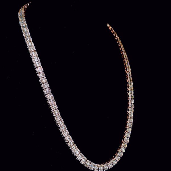 Iced Out Baguette Chain Made In 925 Sterling Silver Embellished With Shinny Moissanite Diamond For The Birthday And Anniversary Gift For Her