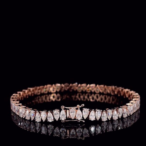 Iced Out Pear Diamond Bracelet Made In 18 / 14 / 10 KT Gold Embellished With Shinny Moissanite Diamond For The Birthday And Anniversary Gift