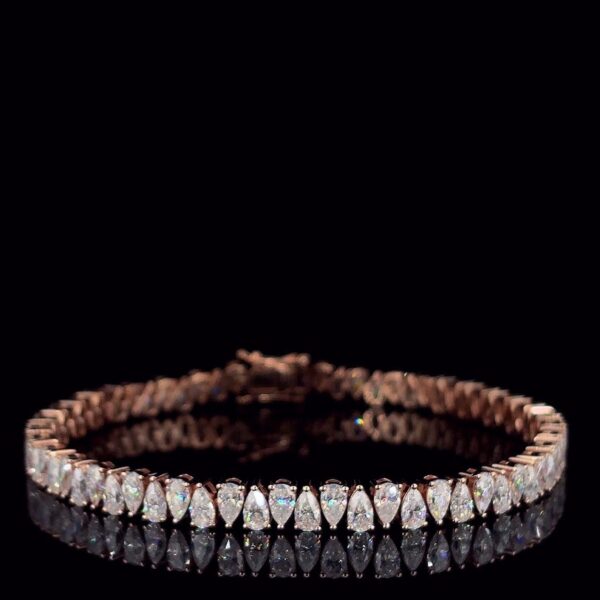 Iced Out Pear Diamond Bracelet Made In 18 / 14 / 10 KT Gold Embellished With Shinny Moissanite Diamond For The Birthday And Anniversary Gift