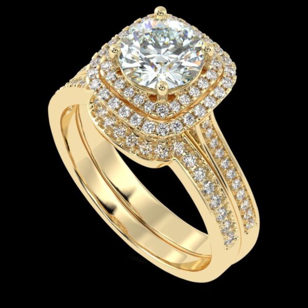 Solitaire Round Halo Ring Made In 18 / 14 / 10 KT Gold Embellished With Certified Lab Diamond For The Wedding And Anniversary Gift For Her