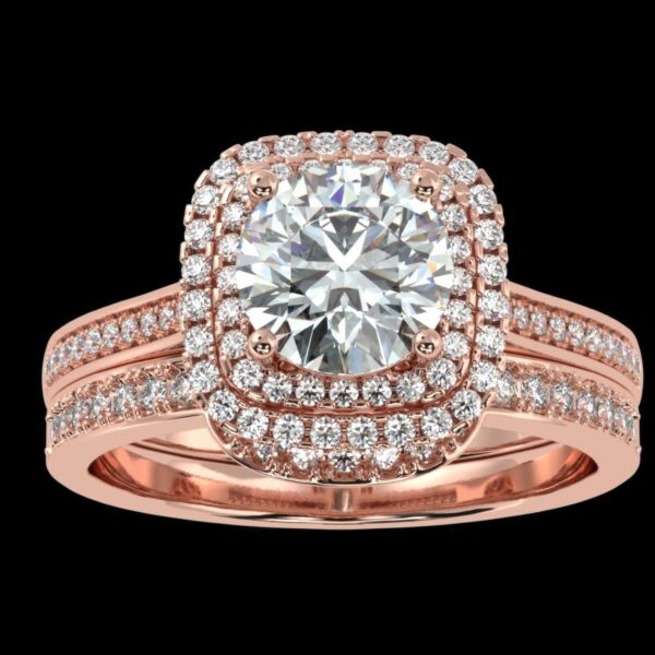 Solitaire Round Halo Ring Made In 18 / 14 / 10 KT Gold Embellished With Certified Lab Diamond For The Wedding And Anniversary Gift For Her