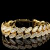 Iced Out Baguette Bracelet Made In 10 KT Gold Embellished With Shinny Moissanite Diamonds For Anniversary And Birthday Gift For Her