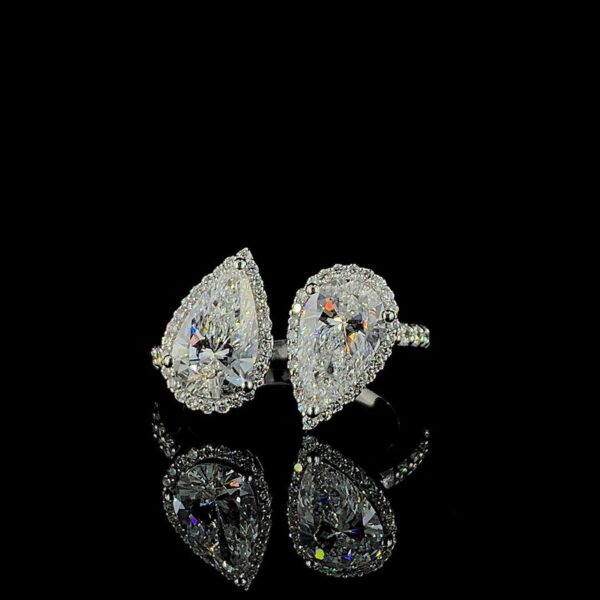 Beautiful Pear Diamond Ring Made In 18 / 14 / 10 KT Gold Embellished With Shinny Moissanite Diamond For Wedding And Anniversary Gift For Her