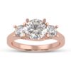 Three Stone Engagement Ring Made In 18 / 14 / 10 KT Gold Embellished With Certified Lab Diamonds For The Engagement And Wedding Gift For Her
