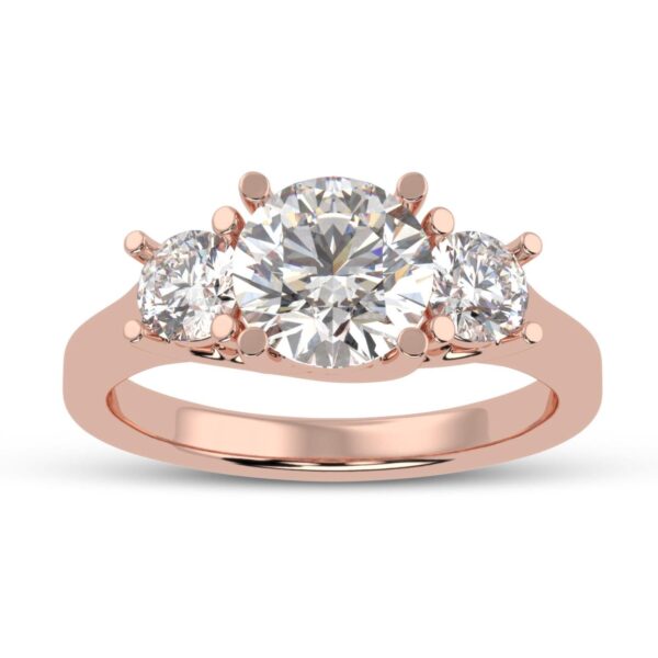 Three Stone Engagement Ring Made In 18 / 14 / 10 KT Gold Embellished With Certified Lab Diamonds For The Engagement And Wedding Gift For Her