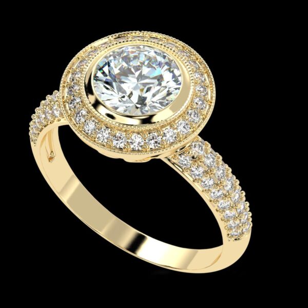 Elegant Round Diamond Ring Made In 18 / 14 / 10 KT Gold Embellished With Certified Lab Diamonds For The Wedding And Anniversary Gift For Her