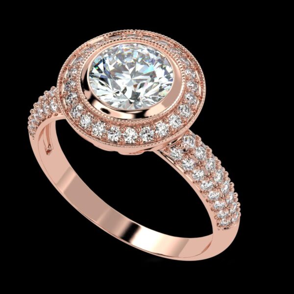 Elegant Round Diamond Ring Made In 18 / 14 / 10 KT Gold Embellished With Certified Lab Diamonds For The Wedding And Anniversary Gift For Her