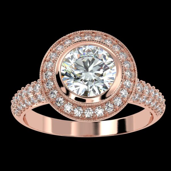 Elegant Round Diamond Ring Made In 18 / 14 / 10 KT Gold Embellished With Certified Lab Diamonds For The Wedding And Anniversary Gift For Her
