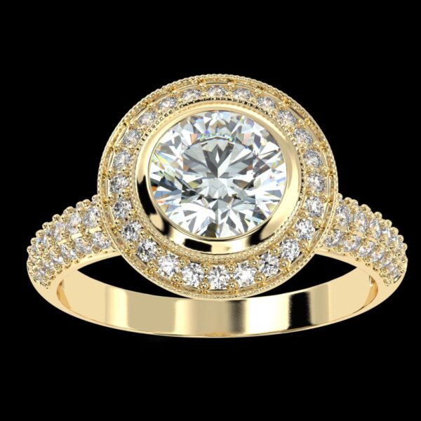 Elegant Round Diamond Ring Made In 18 / 14 / 10 KT Gold Embellished With Certified Lab Diamonds For The Wedding And Anniversary Gift For Her