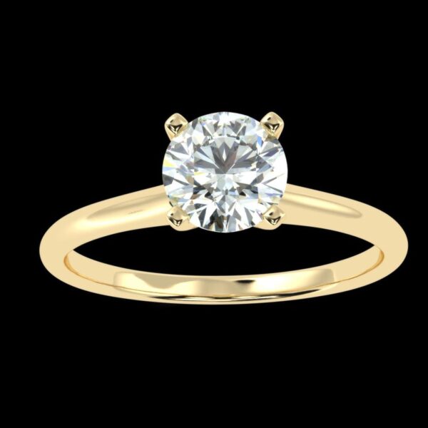 Round Solitaire Diamond Ring Made In 18 / 14 / 10 KT Gold Embellished With Certified Lab Diamonds For Anniversary And Wedding Gift For Her
