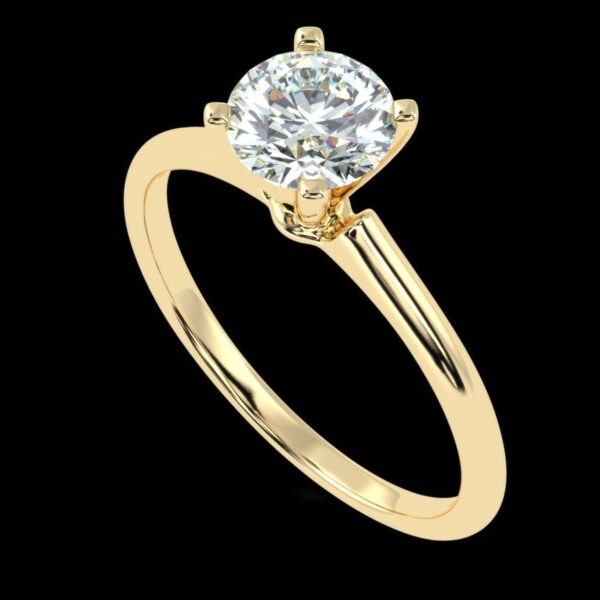 Round Solitaire Diamond Ring Made In 18 / 14 / 10 KT Gold Embellished With Certified Lab Diamonds For Anniversary And Wedding Gift For Her