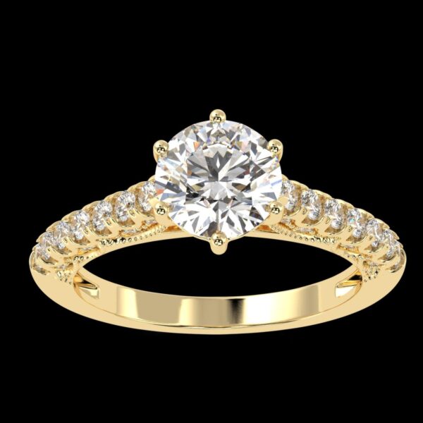 Round Solitaire Diamond Ring Made In 18 / 14 / 10 KT Gold Embellished With Certified Lab Diamonds For Wedding And Anniversary Gift For Her