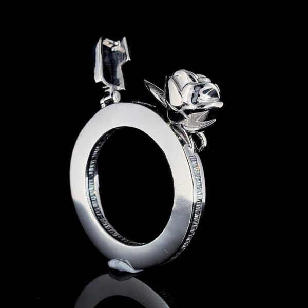 Iced Out Round Rose Pendant Made In 925 Sterling Silver Embellished With Shinny Moissanite Diamonds For The Birthday And Anniversary Gift