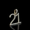 Iced Out Any Double Digit Number Pendant Made In 18 / 14 / 10 KT Gold Embellished With Shinny Moissanite Diamonds For The Birthday Gift