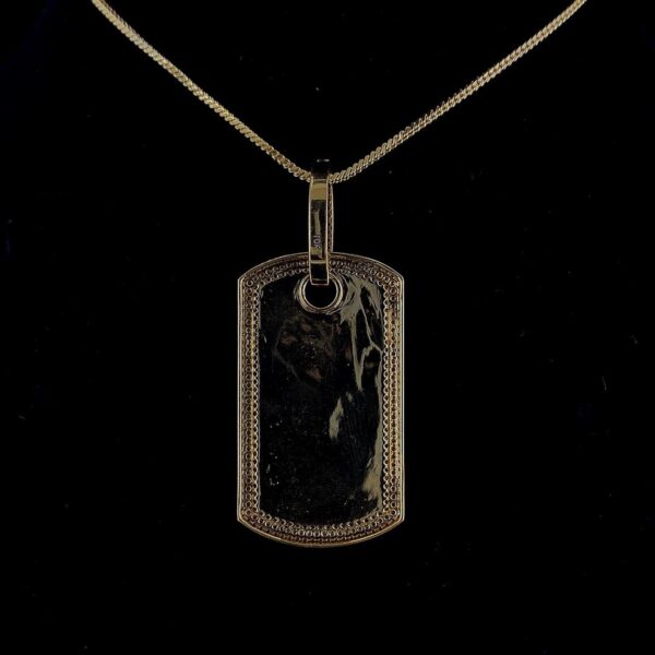 Iced Out Dog Tag Pendant Made In 18 / 14 / 10 KT Gold Embellished With Shinny Moissanite Diamonds For The Pet Lover Show Of Love Towards Dog