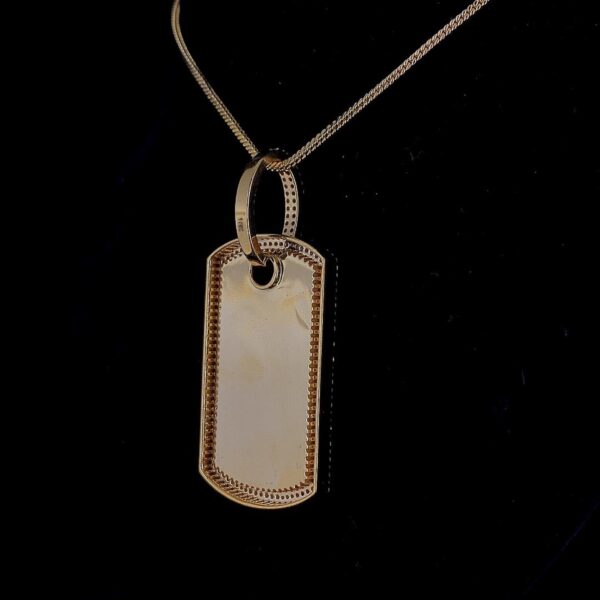 Iced Out Dog Tag Pendant Made In 18 / 14 / 10 KT Gold Embellished With Shinny Moissanite Diamonds For The Pet Lover Show Of Love Towards Dog
