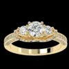 Three Stone Round Diamond Ring Made In 18 / 14 / 10 KT Gold Embellished With Certified Lab Diamonds For The Wedding And Anniversary Gift