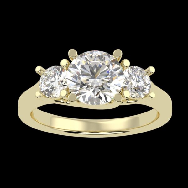Three Stone Elegant Diamond Ring Made In 18 / 14 / 10 KT Gold Embellished With Certified Lab Diamonds For The Wedding And Anniversary Gift