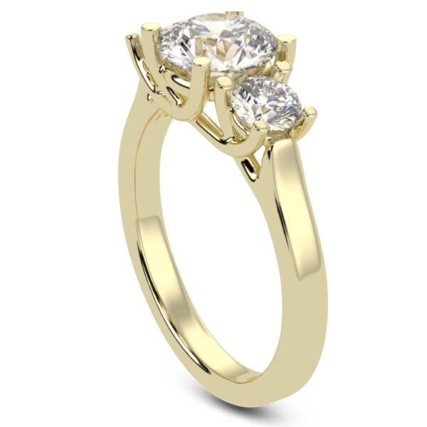 Three Stone Elegant Diamond Ring Made In 18 / 14 / 10 KT Gold Embellished With Certified Lab Diamonds For The Wedding And Anniversary Gift