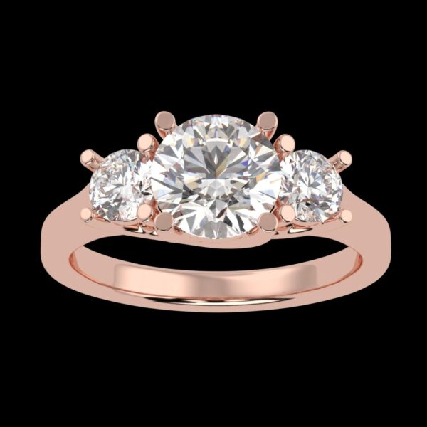 Three Stone Elegant Diamond Ring Made In 18 / 14 / 10 KT Gold Embellished With Certified Lab Diamonds For The Wedding And Anniversary Gift