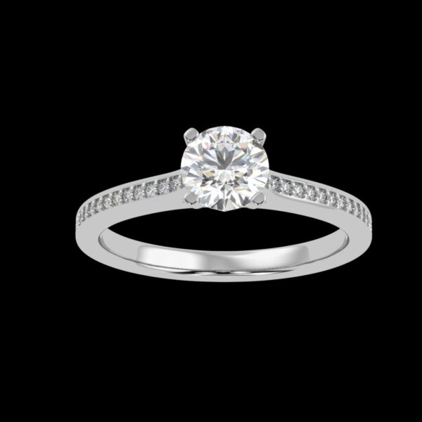 Round Solitaire Wedding Ring Made In 18 / 14 / 10 KT Gold Embellished With Shinny Moissanite Diamonds For The Wedding And Anniversary Gift